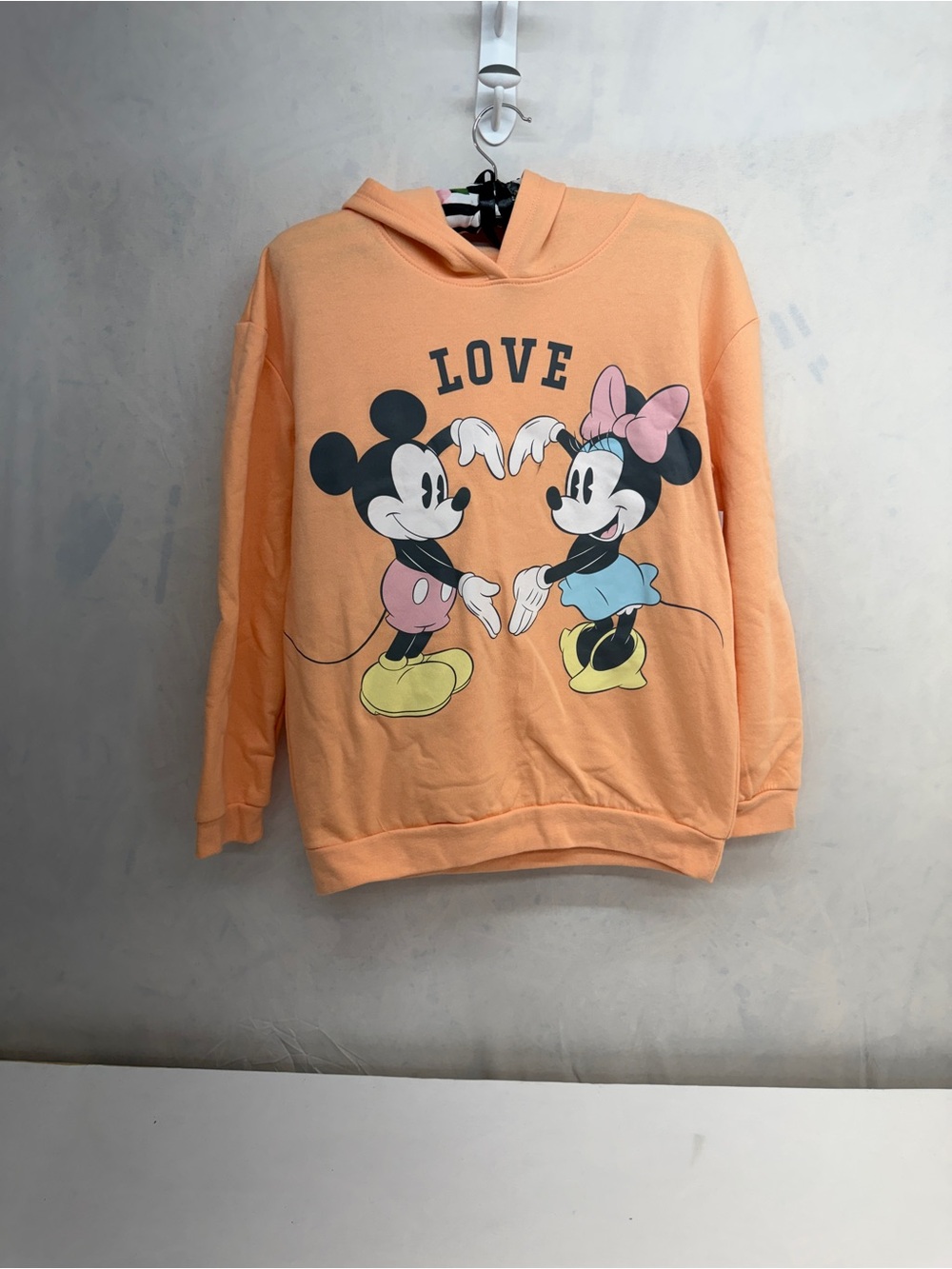Disney Peach Crewneck Hoodie with Mickey & Minnie 'LOVE' Graphic
